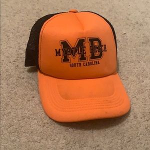Myrtle Beach Neon Orange hat with Black Mesh